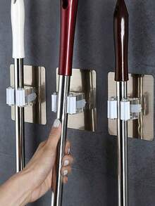 8/6/4/1pc Multi Functional Mop And Broom Storage With Hooks, Wall Mounted Adhesive Broom Hanger, Detachable Waterproof And Anti Slip Tool Storage Rack Suitable For Home Bathrooms, Kitchens, Gardens And Garages - Multicolor - View 3