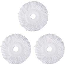 3 Pack Mop Head Replacement Spin Mop Replacement Head Microfiber Spin Mop Refills Easy Cleaning Round Shape Standard Size - 白色-3件裝 - 查看 1