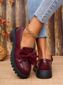 Mocasines con lazo de moda para mujer talla grande, zapatos casuales versátiles con suela gruesa y fácil de poner, nuevos modelos para todas las estaciones