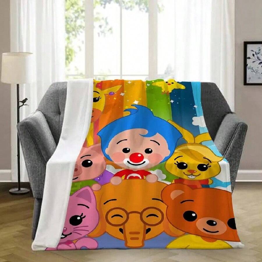 Plim Plim Cartoon Throw Blanket Aesthetic Art Flannel Blanket Portable Home Travel Camping Sofa Picnic Thickening Flannel Blank.Jpg - Trắng1 - Xem 1