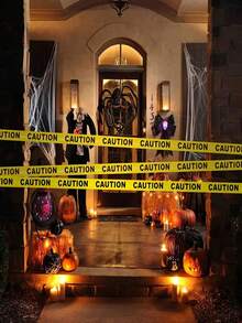 Decoraciones de Halloween, Cinta de precaución de 3 pulgadas x 90 pies, decoraciones de fiesta de Halloween para interiores para casas embrujadas, fiestas, puertas, áreas de peligro (3 piezas)
