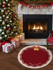 Weihnachts-Kristall-Samt-Rundteppich, rutschfest und leicht zu reinigen, angenehm zum Sitzen, Weihnachts-Teppich für Feststimmung, geeignet für Wohnzimmer/Esszimmer/Schlafzimmer/Eingangsbereich