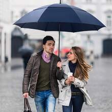 Paraguas de Grandes,Paraguas de Pro-Line de Gran Tamaño con Doble Toldo Ventilado a Prueba de Viento Impermeable para Hombres y Mujeres - azul - Ver 12