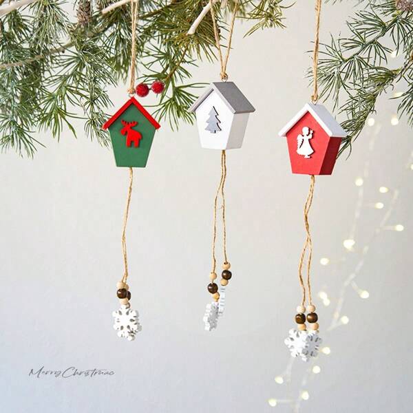 Ozdoby choinkowe, drewniane ozdoby świąteczne, wiszące dekoracje świąteczne, akcesoria do aranżacji scen