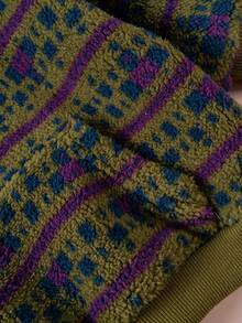 1 pieza Sudadera con capucha informal para niños, verde militar con estampado total, forro polar, bolsillos, otoño/invierno