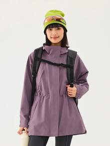 TECTOP Áo khoác lông cừu 3 trong 1 dài vừa phải thời trang thu đông dành cho nữ, lớp lót bên trong có thể tháo rời, ấm áp, chống nước, chống gió, bó eo, áo khoác thể thao leo núi trượt tuyết ngoài trời - Màu tím - Xem 5