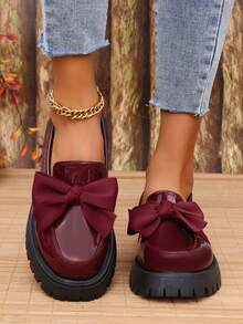 Mocasines con lazo de moda para mujer talla grande, zapatos casuales versátiles con suela gruesa y fácil de poner, nuevos modelos para todas las estaciones