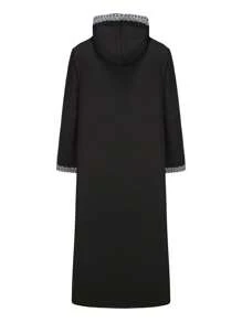 新款摩洛哥男士长袍，长袖刺绣连帽设计，穆斯林男士阿巴雅，伊斯兰宽松男士杰拉巴，沙特阿拉伯传统服饰