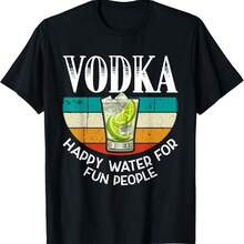 Vodka Happy Water Alcohol For Fun People Retro Vintage T-Shirt - 黑色 - 查看 1