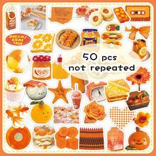 50pcs Orange Ins Style Minimalist Cartoon Cute Decorative Stickers For Tissue Box, Desktop Mirror, DIY - Multicolor - View 11