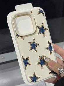 1pc Silver Star Pattern Litchi Texture Anti-Fall Anti-Slip Soft Phone Case Protective Cover Compatible With Apple And Phones Waterproof Shockproof Scratch Resistant,International Version, Not The Domestic Version - Multicolor - View 3