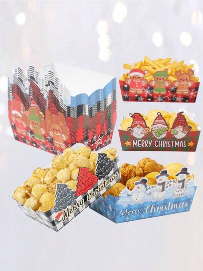 24件圣诞快乐托盘、圣诞老人圣诞鹿图案食品托盘、圣诞节一次性食品容器、面包盒、蛋糕盒、饼干盒、糖果盒、炸薯条盒、圣诞礼品包装、礼品盒、圣诞节一次性餐具、圣诞快乐派对装饰、家居圣诞装饰、圣诞派对用品、圣诞饰品、圣诞节、平安夜礼盒、圣诞礼物