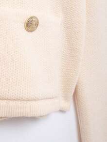 Nuevo Seelio Cardigan de punto con acento de botón dorado, para otoño/primavera - Beis - Ver 11