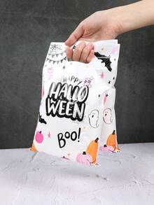10/25/50Pcs Halloween Gift Bag With Handle,Pumpkin,Ghost,Bat Design Hand-Held Gift Wrapping Bag,Cute Halloween Gift Packaging Bag,Halloween Candy Bag,Halloween Snack Food Storage Bag,Halloween Party Favor Bag,Tote Bag,Trick Or Treat Decoration For Halloween,Halloween Party Decorations,Happy Halloween Decor,Festival Home Gathering Favors,Organization And Storage