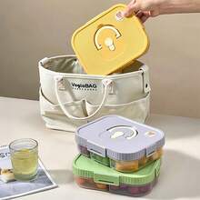 1pc Transparent Plastic Divided Lunch Box With Handle, Portable Leak Proof Bento Box With Compartment, Microwave Fruit Salad Food Storage Container Lunch Container, Meal Prep Box For StudentAdult Use In Home, Office, Camping, Picnic, Back To School - Multicolor - View 10