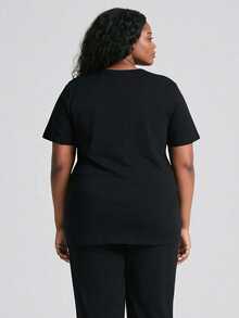 定制加大码圆领宠物纪念T恤，可印制猫狗图案，女士休闲T恤 - 可添加您的照片（自拍/照片/朋友照片/爱人照片/男友照片/情侣logo/男友定制）。您还可以定制带有文字的T恤，以庆祝父亲节和母亲节。 - 黑色 - 查看 2