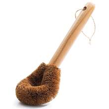 1pc Wooden Dish Brush, Natural Coconut Fiber Scrubber Brush, Long Handle Pot And Pan Cleaner, Tough On Grease And Grime, Comfortable Grip For Easy Use, Ideal For  Kitchen Living, Reduces Plastic Waste In Home (Random Color) - 棕色 - 查看 2