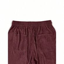 Men's Solid Color Casual Everyday Trousers Men's Streetwear Pants, Boy Friend Gifts, Back To School - Màu Đỏ Sâu - Xem 7