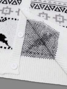 男士V领长袖开衫，雪花鹿印花，休闲百搭，宽松版型，适合春、秋、冬季穿着。 - 灰色 - 查看 7