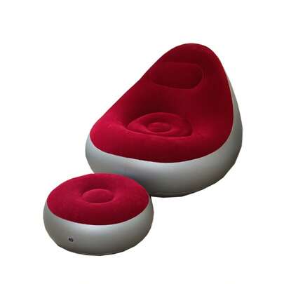 Sofá inflable con reposapiés, sofá perezoso para uso doméstico y al aire libre, colchón de aire reclinable y acolchado, sofá cama plegable para el ocio en el balcón