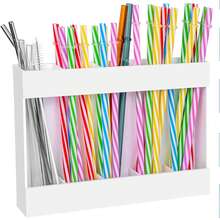 Acrylic Straw Holder For Cabinet Door - Reusable Tumbler Straw Organizer Storage, Small Kitchen Accessories Container, Ultra Sticky Cupboard Door Mounted