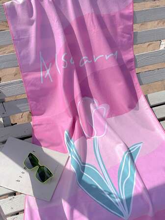 1pc Fashionable Pattern Beach Towel, Absorbent Towel For Beach, Spa, Swimming, Sun Protection, Portable And Beach/Bath Towel