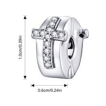 WOSTU 1 Pieza Colgante de Cruz de Plata de Ley 925 Vintage con Zirconia para Pulsera, Collar DIY, Joyería Religiosa para Mujer