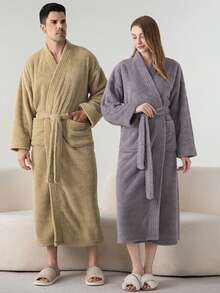 1 قطعة من الحمام ذو نصف رداء من الفليس عالي الجودة، رداء حمام طويل إضافي للكبار، مناسب للإقامة المنزلية والفندق والسبا والصالون، ماص وسريع الجفاف، فضفاض، متعدد الألوان، تصميم بسيط، ضروريات الحمام والمنزل