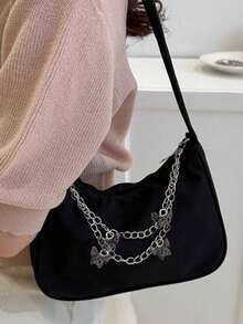 包包女新款时尚手提斜挎包简约休闲大容量托特包时尚单肩包女 - 黑色 - 查看 8