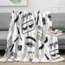 Luxurious Eyelash Print Flannel Throw Blanket - Ultra-Soft, Digital Printing, 280gsm, All-Season Comfort Polyester Blankets Great Gift For Friend, Family, Hypoallergenic Polyester For Sofa, Bed, Or Travel - Luxurious Eyelash Design|Soft Texture, Bedding Accessory | Cozy Home Decor | Hypoallergenic Fabric, Lash Print Decor - 多色10 - 查看 3