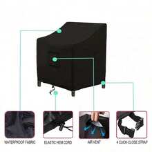 210D Oxford Cloth Outdoor Chair Cover, 3 PiecesChair Set, Dust-Proof, Waterproof, Sun-Proof - Black - View 4