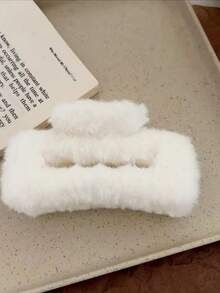 4 piezas Nuevos Accesorios de Moda Populares para el Otoño/Invierno, Pinzas de Pelo Cuadradas Grandes de Felpa, Ganchos de Pelo, Accesorios de Pelo Elegantes para Mujer - Multicolor 3 - Ver 2