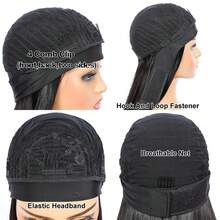 Headband Bob Wig Human Hair Glueless Short Straight Bob Wigs Human Hair For Women None Front Lace Brazilian Virgin Human Hair Wigs Natural Color - Black - View 8