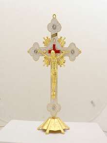 1 pieza Estatua de Jesús cargando la cruz RORPOIR, Escultura de la crucifixión de Jesús, Decoración del hogar cristiana, Figura católica - Multicolor A - Ver 4