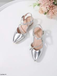 2025 New Arrival Casual Fashion Chunky Heel Sandals For Teenagers, Campus Students, Spring/Summer, All Season - Silver - View 3