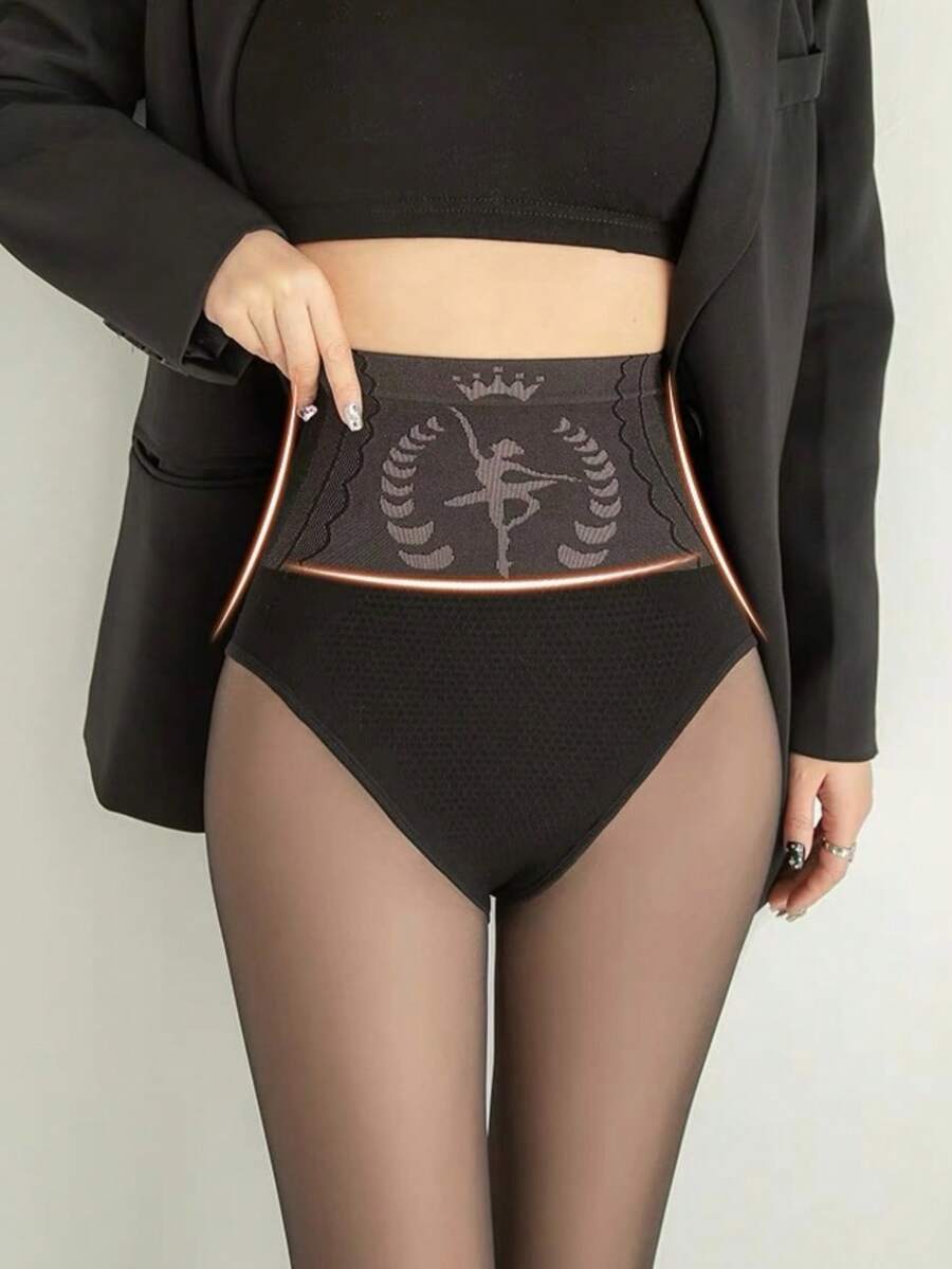 1双修身透明黑色连裤袜，防勾丝，逼真腿部外观 - 彩色 - 查看 1