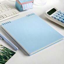 2pcs  Loose Leaf Design Flip Up And Down Notebook: The Inner Pages Can Be Changed In Page Turning Direction, Saving Space And Facilitating Daily Recording - 藍色 - 查看 5