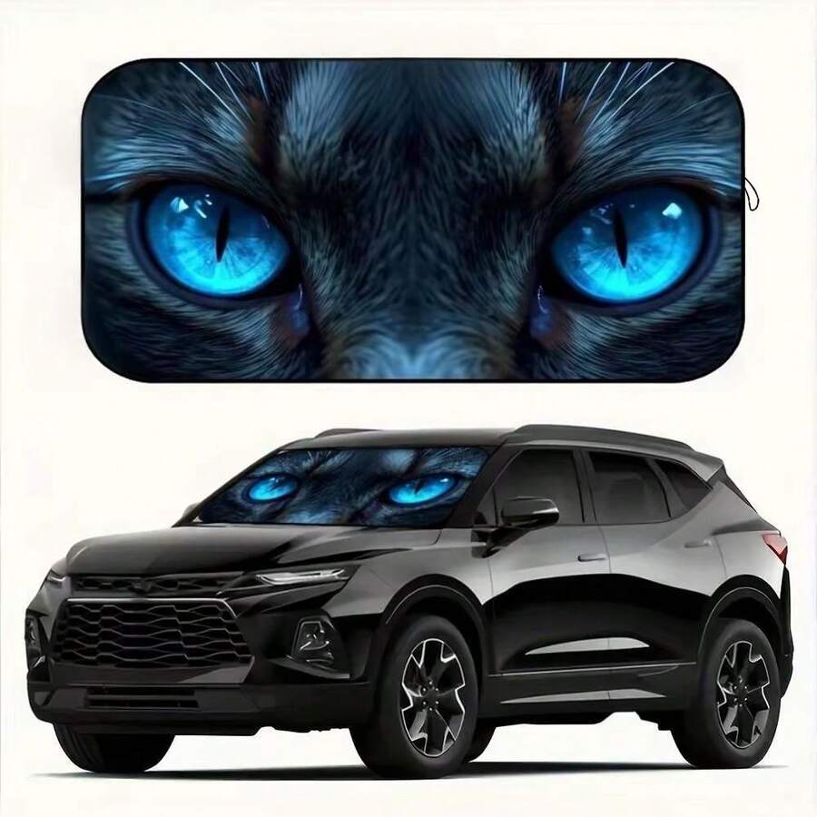 Stylish Cat Eye Car Windshield Sun Visor, Unique Design, Fashionable And Fun Sunshade, Easy To Install, Suitable For All Vehicle Models, With Heat Insulation And Privacy Protection Function, Keeps Your Car Cool, Foldable For Easy Storage
