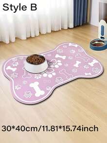 1pc Quick-Dry Diatom Mud Pet Feeding Mat -Splash-ProofAbsorbent, Easy To Clean, Suitable For Dogs And Cats, HerringbonePattern With Paw Print Design, Washable Pet Feeding Mat