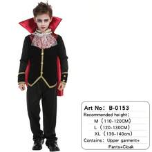 儿童吸血鬼伯爵服装套装 - 万圣节派对哥特式服装，带斗篷、高领和蕾丝 - 紫黑/红黑/黑灰 - 角色扮演服装，吸血鬼主题派对，三种款式可供选择 - 黑色-C - 查看 5