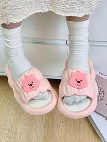 نعال/صنادل ناعمة القاع للنساء، صيفية، مضادة للانزلاق للاستخدام الداخلي/الخارجي، بتصميم كرتوني جميل