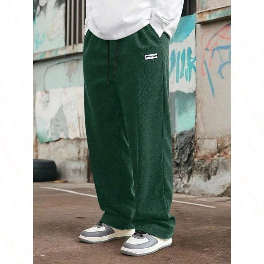 Men's Solid Color Casual Everyday Trousers Men's Streetwear Pants, Boy Friend Gifts, Back To School - 綠色 - 查看 1