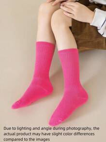 10 Pairs/Set Children's Casual Solid Color Socks, Girls' Candy-Colored Cute Pink Sweet Princess Style Socks, Versatile Four-Season Children's Socks,Random Colors