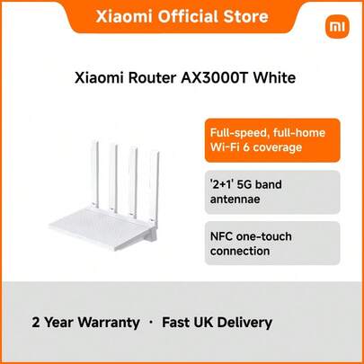  Router AX3000T White – Dual Band WiFi 6 Wireless Router With 4 High-Gain Antennas 2976Mbps Speed Mesh Networking WPA3 Encryption MiWiFi ROM Xiaomi Home App Control Gigabit LAN Smart Home Internet Device