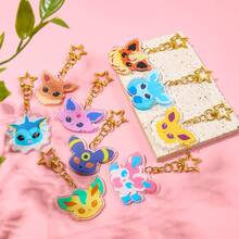 pocket monsters 口袋妖怪伊布进化亚克力钥匙扣 - 可爱的动漫人物钥匙圈，带星星饰物，伊布进化系列，适合粉丝，理想的万圣节配饰，教师节，圣诞节礼物，包袋配饰，带身份证夹的挂绳，汽车配饰，包袋饰物 - SS0409 - 查看 3