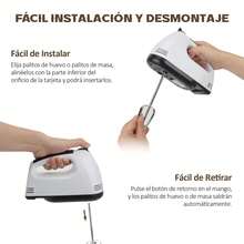 Batidora de Mano, Batidora Profesioal de 7 Velocidades, Batidora Electrica con 2 Varillas y 2 Ganchos, para Mezclar Galletas, Batir Alimentos, Huevos, Pasteles - Blanco - Ver 4