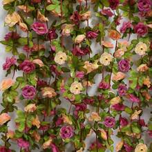 1/4PCS 100 Ft Flower Garland Artificial Rose Vine With Green Leaves Hanging Artificial Flower Vines Ivy Garlands Wall Autumn Decor Garden Decor For Room Wedding Birthday Arch Decor, Outdoor Garden Decorations,Autumn Home Decor ﻿