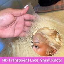 200% Density 613 Blonde 13X4 HD Lace Front Wig Straight Lace Front Wigs Human Hair Brazilian Human Hair Wig Natural 13X6 Glueless Full Edges Lace Pre-Plucked Lace Wig With Baby Hair For Women Ear To Ear Swiss HD Lace For Natural Looking - S613 - 查看 7