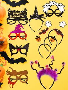 10Pcs Halloween Novelty Letter Ghost Spooky Little Devil Glasses Set, Funky Adjustable Eyewear With Playful Alphabet Ghost Charms, Cosplay Accessories For Halloween Parties Costume Contest Trick Or Treat, Perfect For Spooky Photo Booths Themed Events Festive Gatherings, Great Gift For Friends Family Colleagues Who Love Unique Fashion, Home Decor Room Decor Halloween Decor