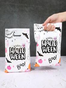 10/25/50Pcs Halloween Gift Bag With Handle,Pumpkin,Ghost,Bat Design Hand-Held Gift Wrapping Bag,Cute Halloween Gift Packaging Bag,Halloween Candy Bag,Halloween Snack Food Storage Bag,Halloween Party Favor Bag,Tote Bag,Trick Or Treat Decoration For Halloween,Halloween Party Decorations,Happy Halloween Decor,Festival Home Gathering Favors,Organization And Storage